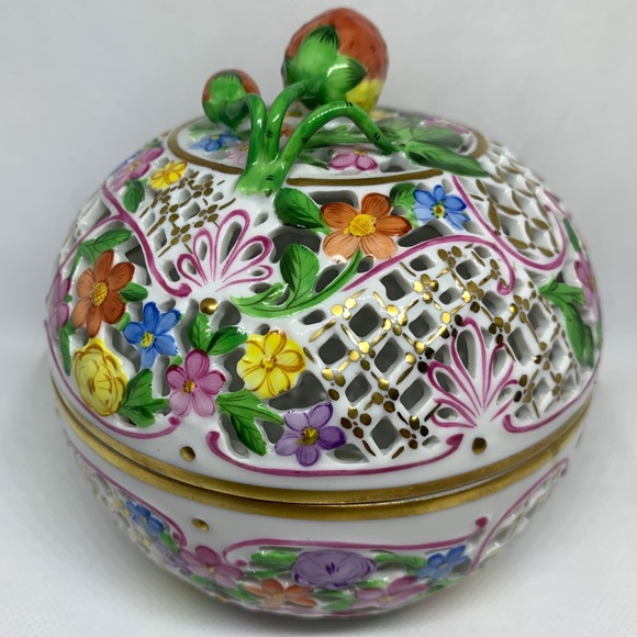 Herend Other - Herend Hungary Strawberry Finial Openwork Ball